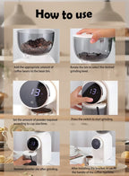 مطحنة قهوة كهربائية دقيقة من CUFI بسعة 12 كوبًا، 25 ترسًا، هيكل من الفولاذ المقاوم للصدأ