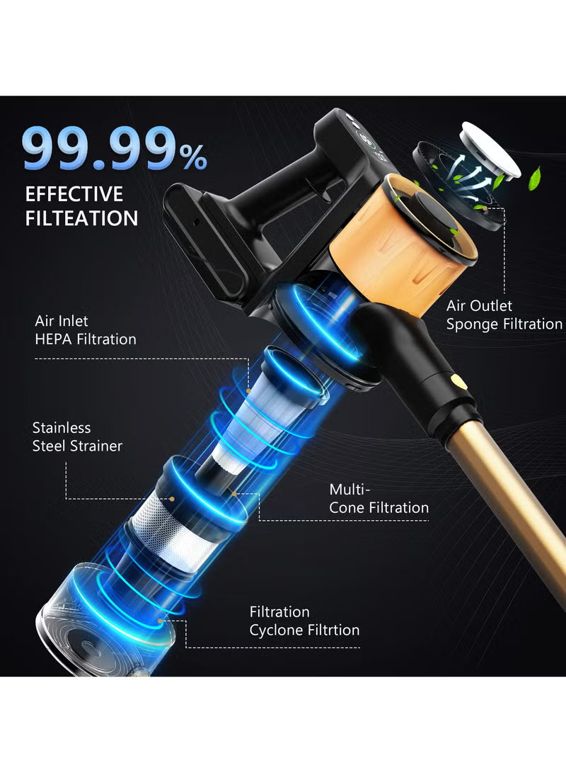 AA40 Cordless Vacuum Cleaner, 25Kpa Powerful Suction Stick Vacuum Gold
